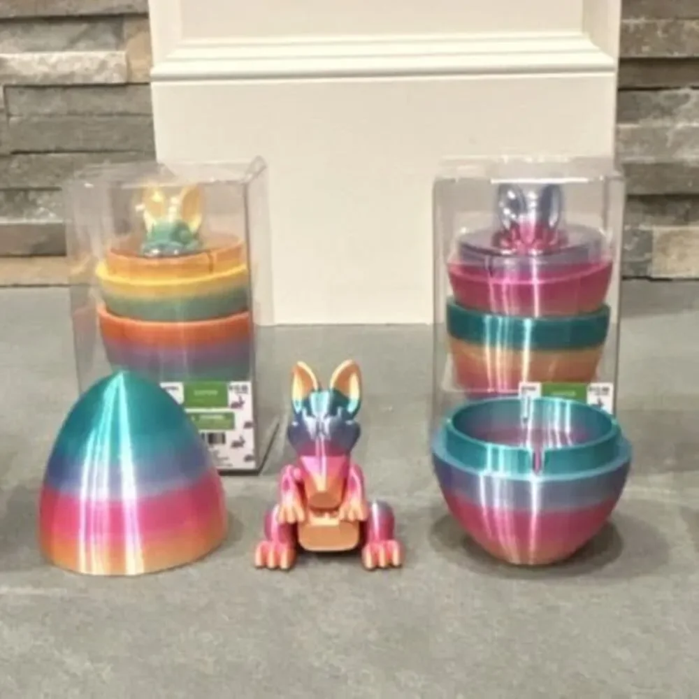 5 Set of Shiny & Rainbow 3-D Printed Bunny In Egg - Great for Party Favors